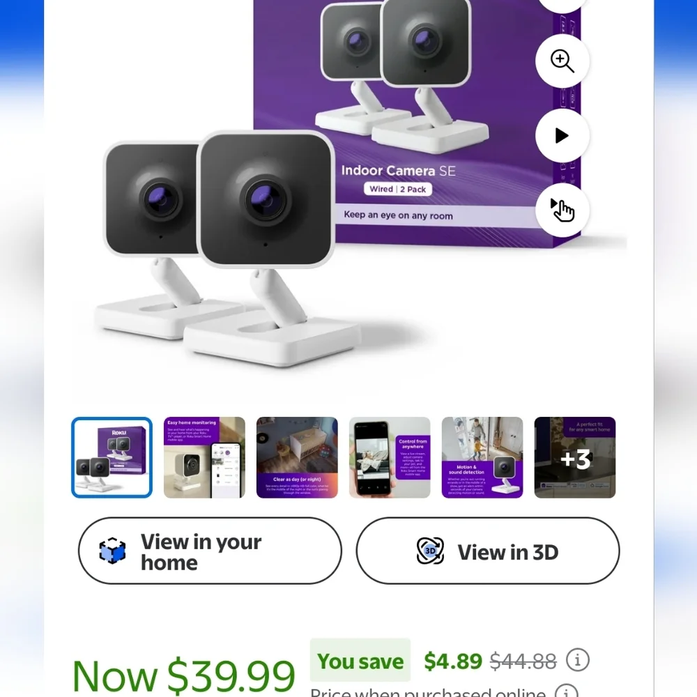 Roku Indoor Camera Set in Black and White